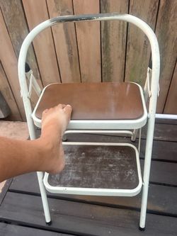 Vintage Metal Folding Step Stool Chair