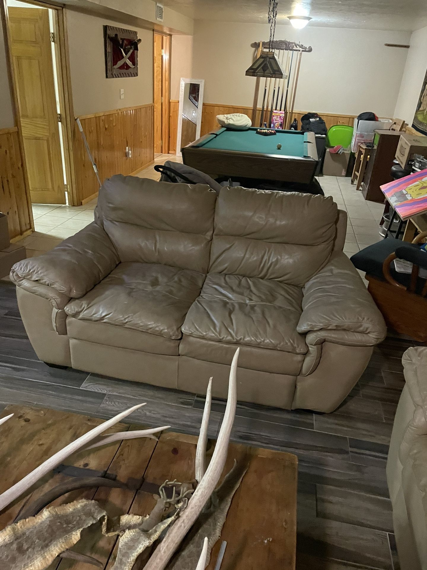 Tan / Khaki Colored All Leather Couches These We’re Over 4k NEW