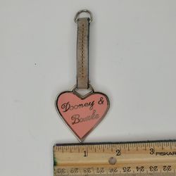 Vtg. Y2K Dooney & Bourke Metal Heart Pink Gold Charm Key Chain Fob Leather Flat 