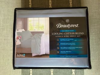 Beautyrest 600 Thread Count Cooling Cotton Blend 4-Piece King Sheet Set NEW!