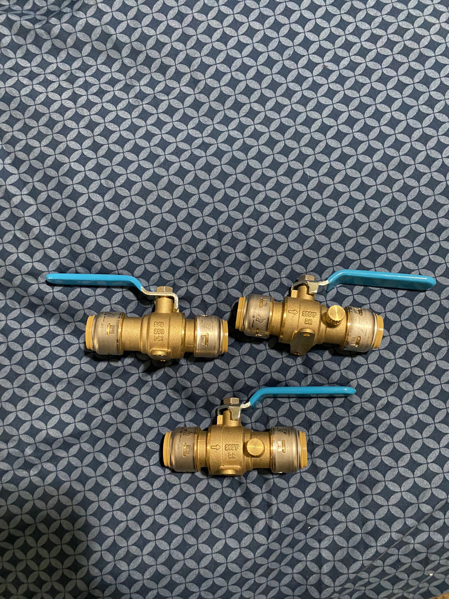 3 Pack Of 3-4 Push To Connect Brass Ball Valve With Drain $ Mounting Tabs. Price Is $45 Cash At Meet Up or $50 Delivered