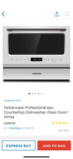 Farberware Professional 6pc Countertop Dishwasher, Glass Door