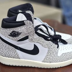 Air Jordan 1 Retro High OG Men's Size 12.5 Tech Grey/Muslin-Black-White DZ5485 052