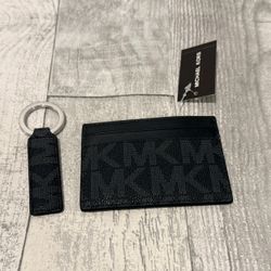 MICHAEL KORS  Faux Leather Cardholder With Key Chain NEW