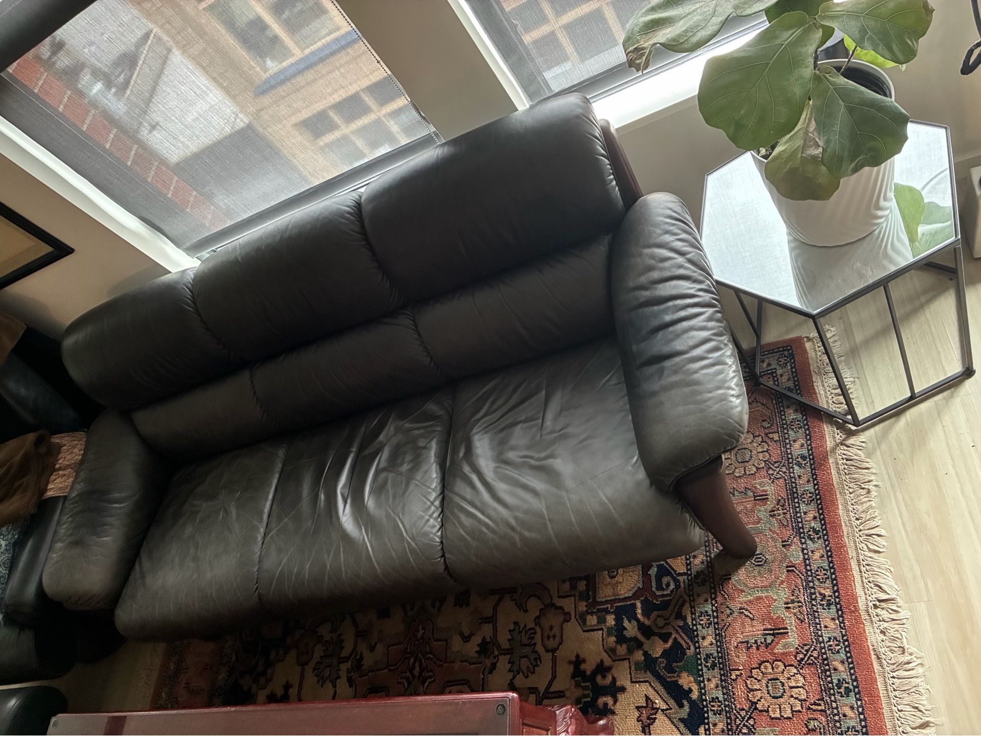 Mid century black Italian leather