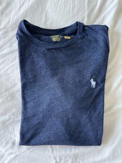 Polo Ralph Lauren Men Custom Slim Fit Navy Blue Short Sleeve Shirt Size Medium