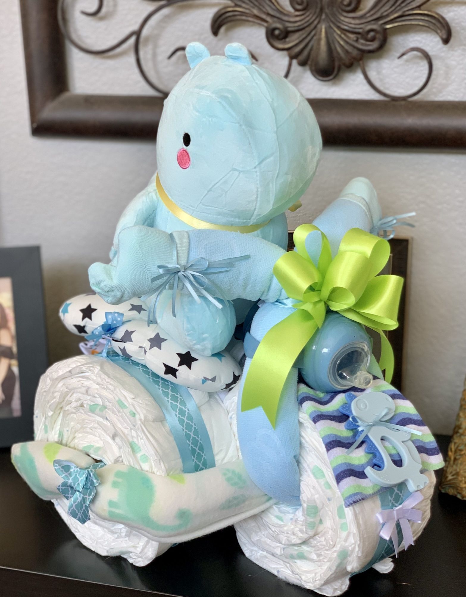 Baby Dinosaur Tricycle Diaper Cake