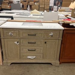 Home Decorators Collection Melpark 48 in. W x 22 in. D x 34.5 in. H Single Sink Bath Vanity in Antique Oak with White Cultured Marble Top