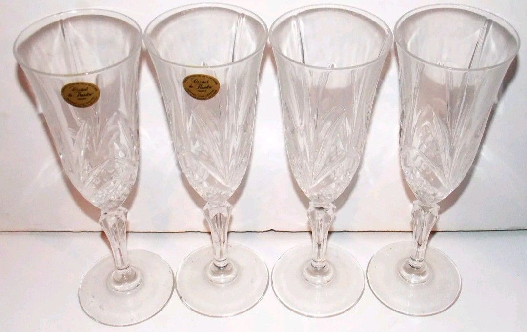 Salzburg Cristal De Flandre Fluted Champagne Glasses, Set of 4 - Nostalgia  2 Now