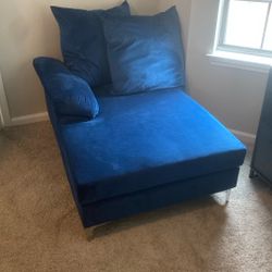 Blue Suede Lounge Chair 