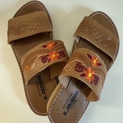 Mexican Embroidered Leather Sandal 