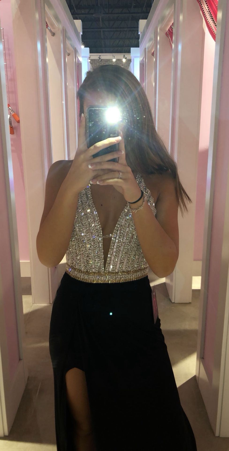 Jovani Black Prom Dress – Size 2 – Rhinestone Top & Leg Slit