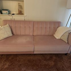 Pink Velvet Sleeper Sofa