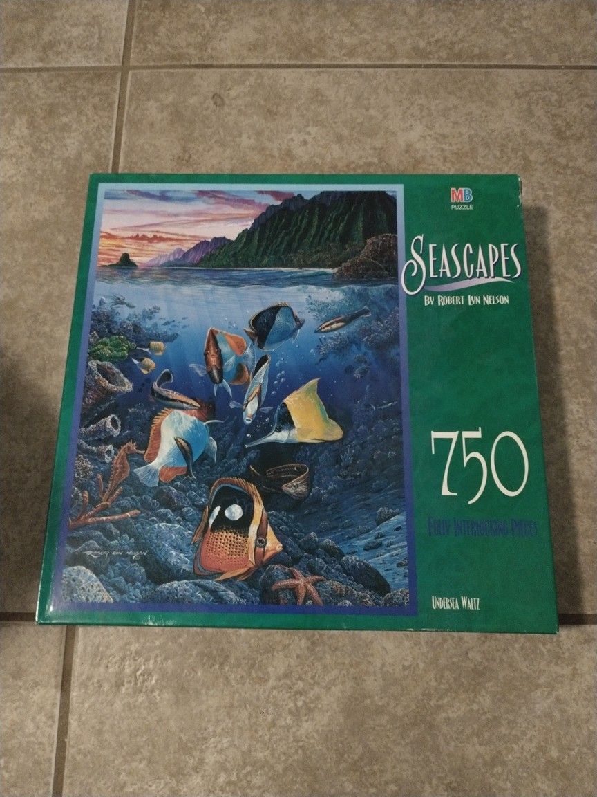 MB Seascapes Jigsaw Puzzle 750 Piece Vintage underwater waltz "tropical fish new