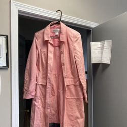 Pink Trench Jacket With Side Pockets, Size Medium 10-12