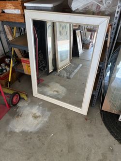 Large Wall Mirror with White Frame