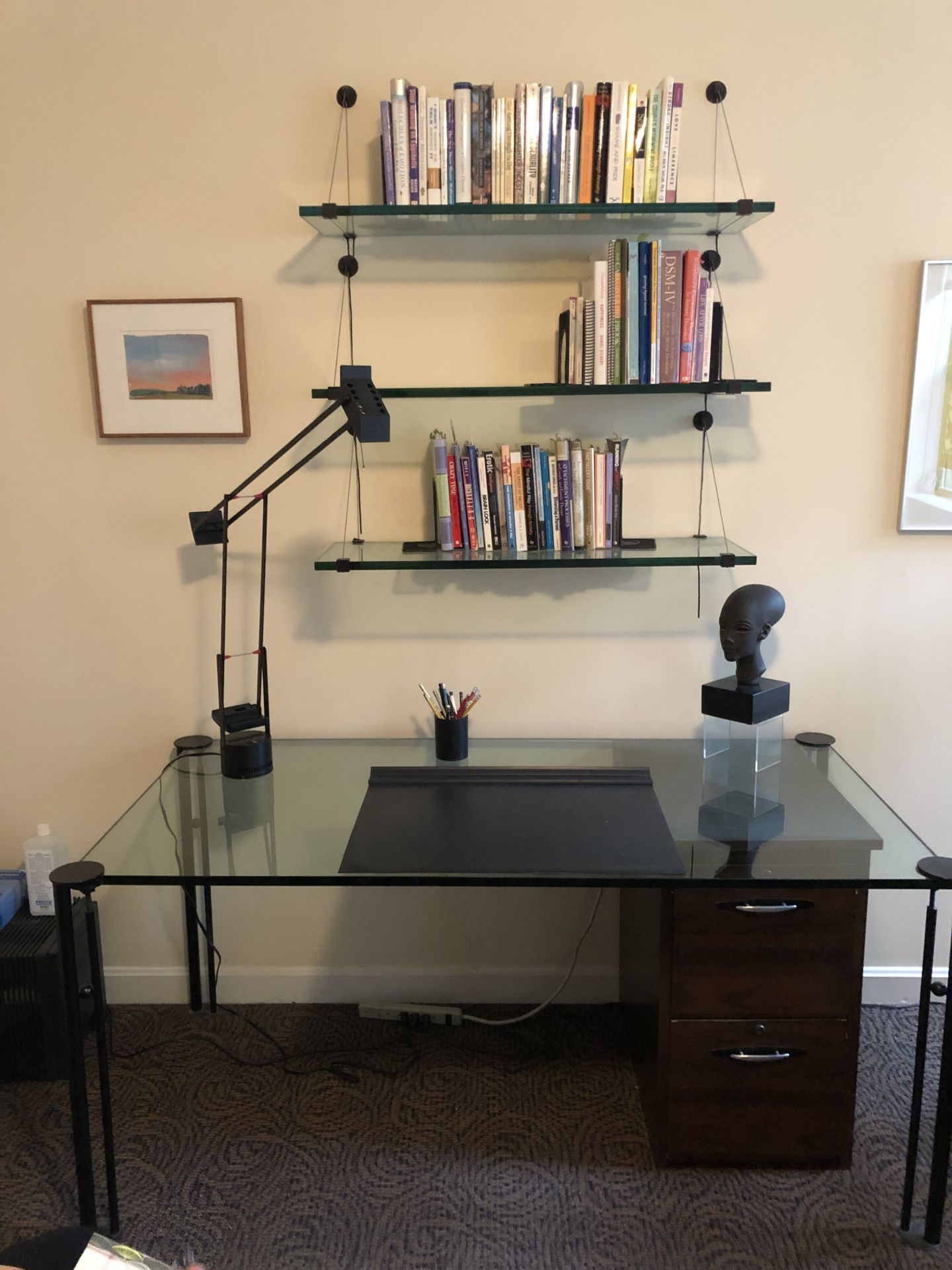 Stunning Modern Glass Desk And Bookshelves