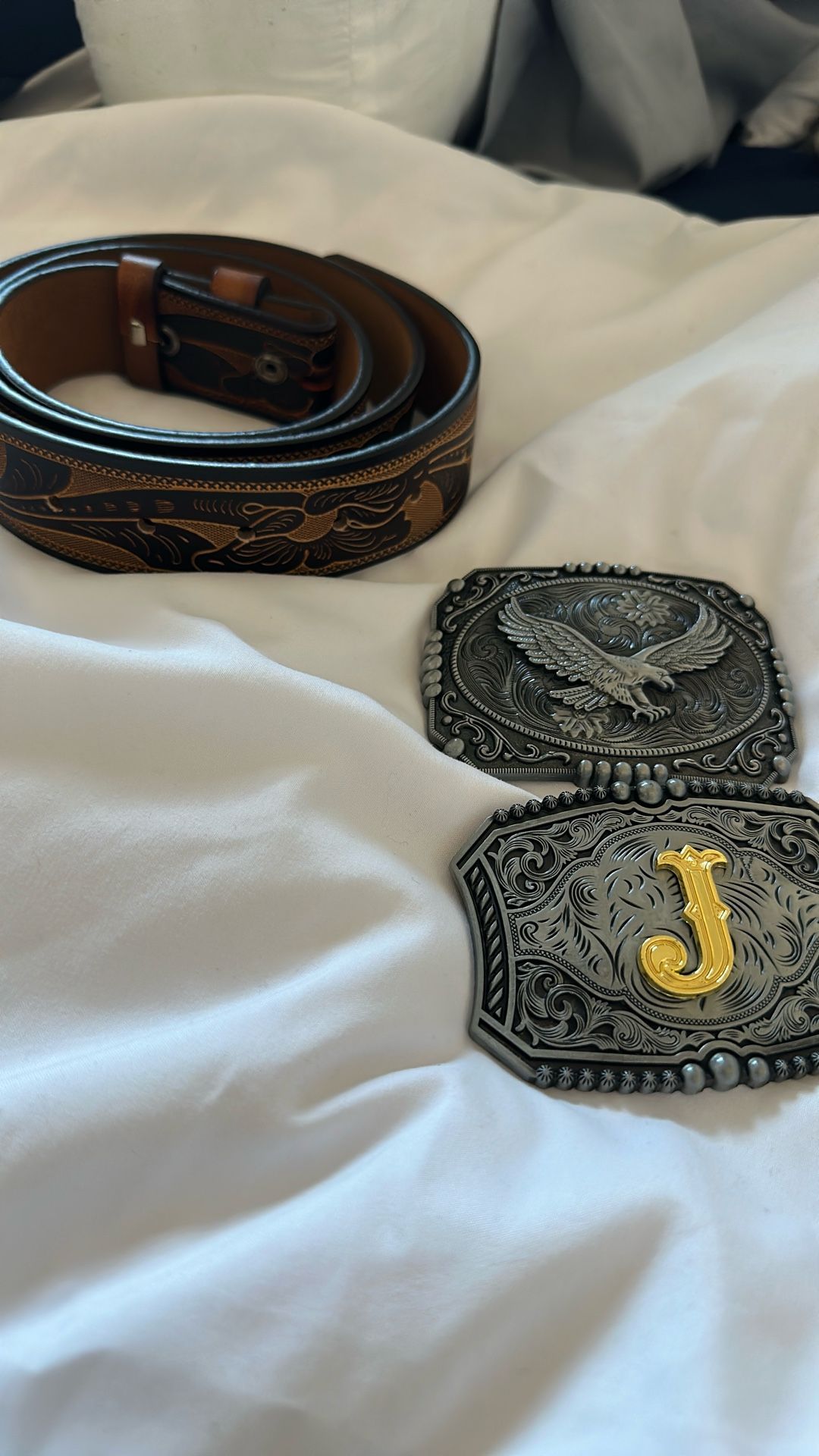 Brown Leather Belt, 120cm With Two Belt Buckles