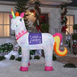 NEW Christmas LED 7FT Unicorn Airblown Inflatable