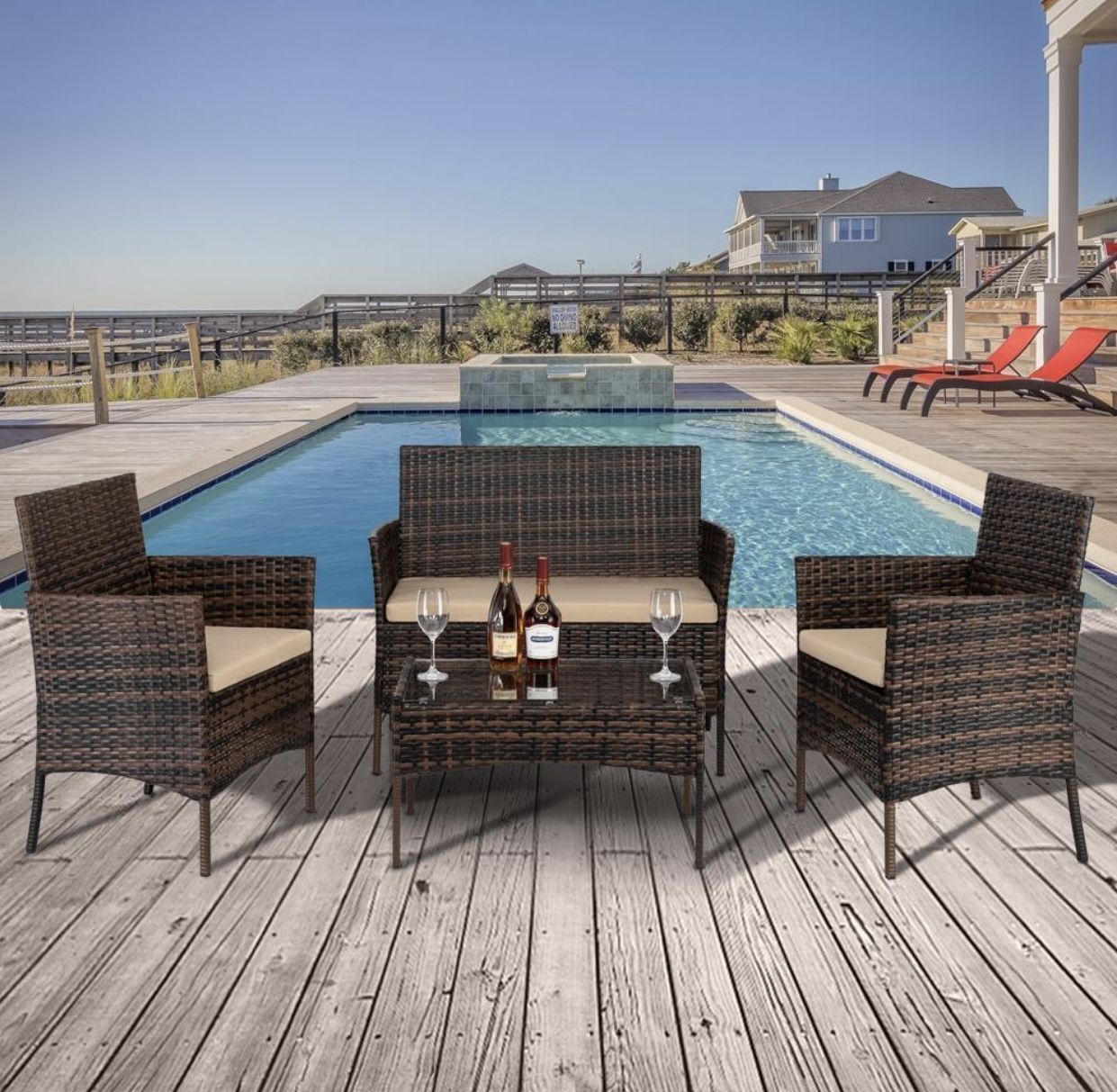 New Brown Patio Set Outdoor Furniture
