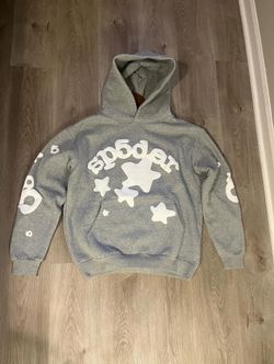 heather grey sp5der hoodie size M