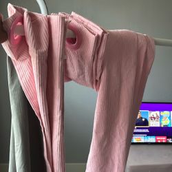 Pink Curtains With White Rod