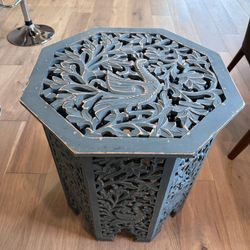 Blue Peacock Design Accent Table