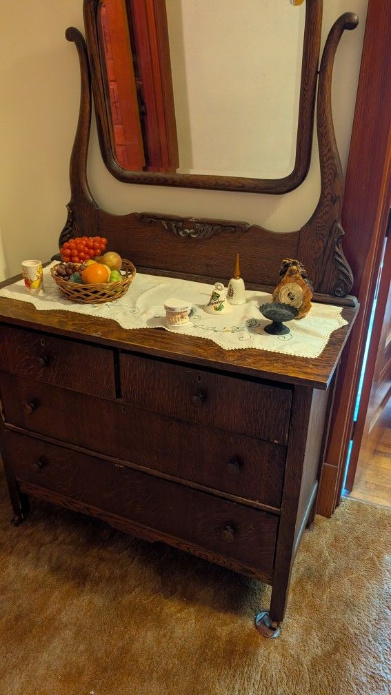 Antique Dresser With Mirror