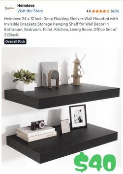 2 Black Floating Shelves