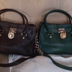 2 green and brown Michael kors