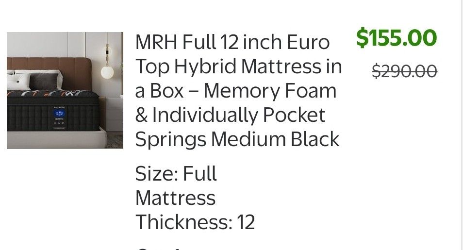 12 Inch Hybrid Foam/spring Full Mattress