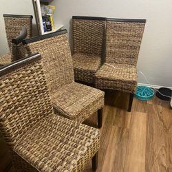 Rattan Chairs With Mahogany Wood 