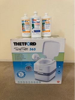 New Thetford Large Portable Toilet for RV, Camping, Marine, Boats, and Trailer with Solutions