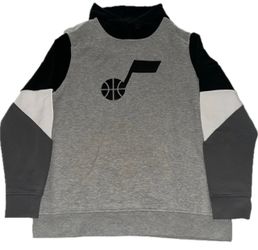 Utah Jazz Gray & Black Pullover Hoodie Sweatshirt Mens XL New