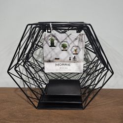 Morrie Home Collection 3 Geometric Metal Wall Shelves Black Matte Contemporary