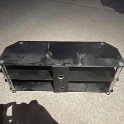 Glass tv stand with shelves