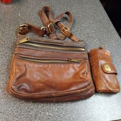Vintage. Fossil Shoulder Bag. & Wallet Nice Looking Pices