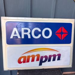 Vintage ARCO AMPM Gas Station Lighted Sign Face Panel 50” x 36” Man Cave