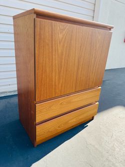 Danish Mid Century Modern Teak Armoire Wardrobe Dresser