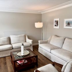2 Cream White Sofas 