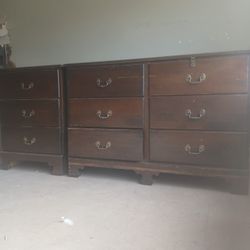 Solid Wood 6-Drawer Dresser + 3-Drawer Nightstand (1996, Heavy-Duty)