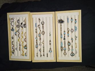 Large Lot of Fashion Rings on Display Trays