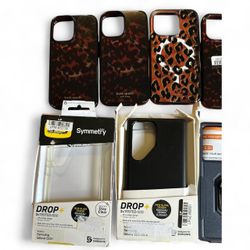 A collection of 11 phone cases Various sizes, brands, and designs. All are new and suitable for different phone models.