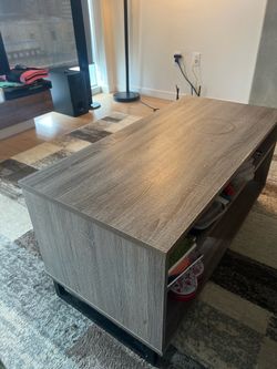 Modern Grey Wood Coffee Table w/ Storage Shelf (42x20)