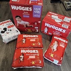 huggies plus diapers size 1,2,3 lot