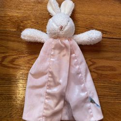 Bunnies by the Bay Bunny Rabbit Lovey Security Blanket Satin Trim 12” Pink Hook