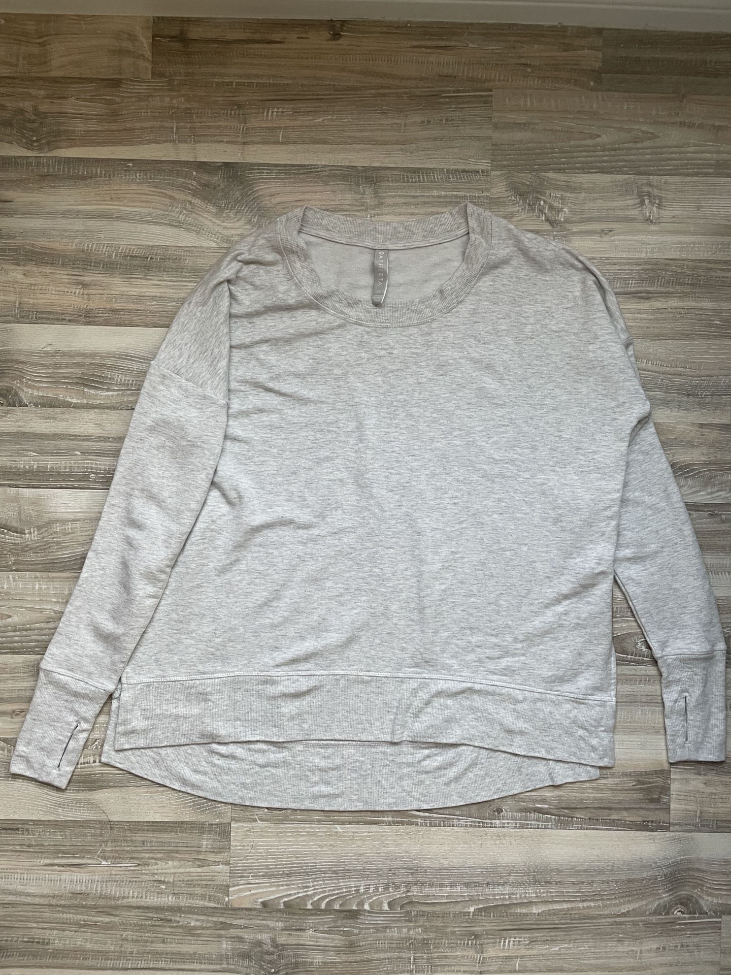 Athleta Crew Neck Pullover Solid Grey Sweater Size 1X Modal Fleece Lined Casual