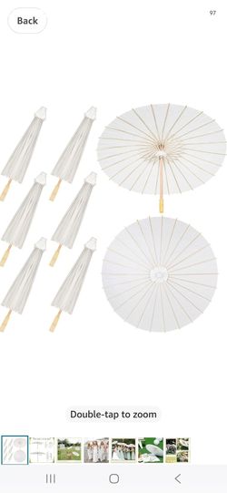 Sadnyy Paper Umbrellas, 33 Inches, White, 80 Pack