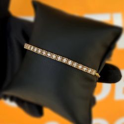 Jewelry 10k yellow gold Diamond 0.1CTW tennis bracelet 10” 3.70mm