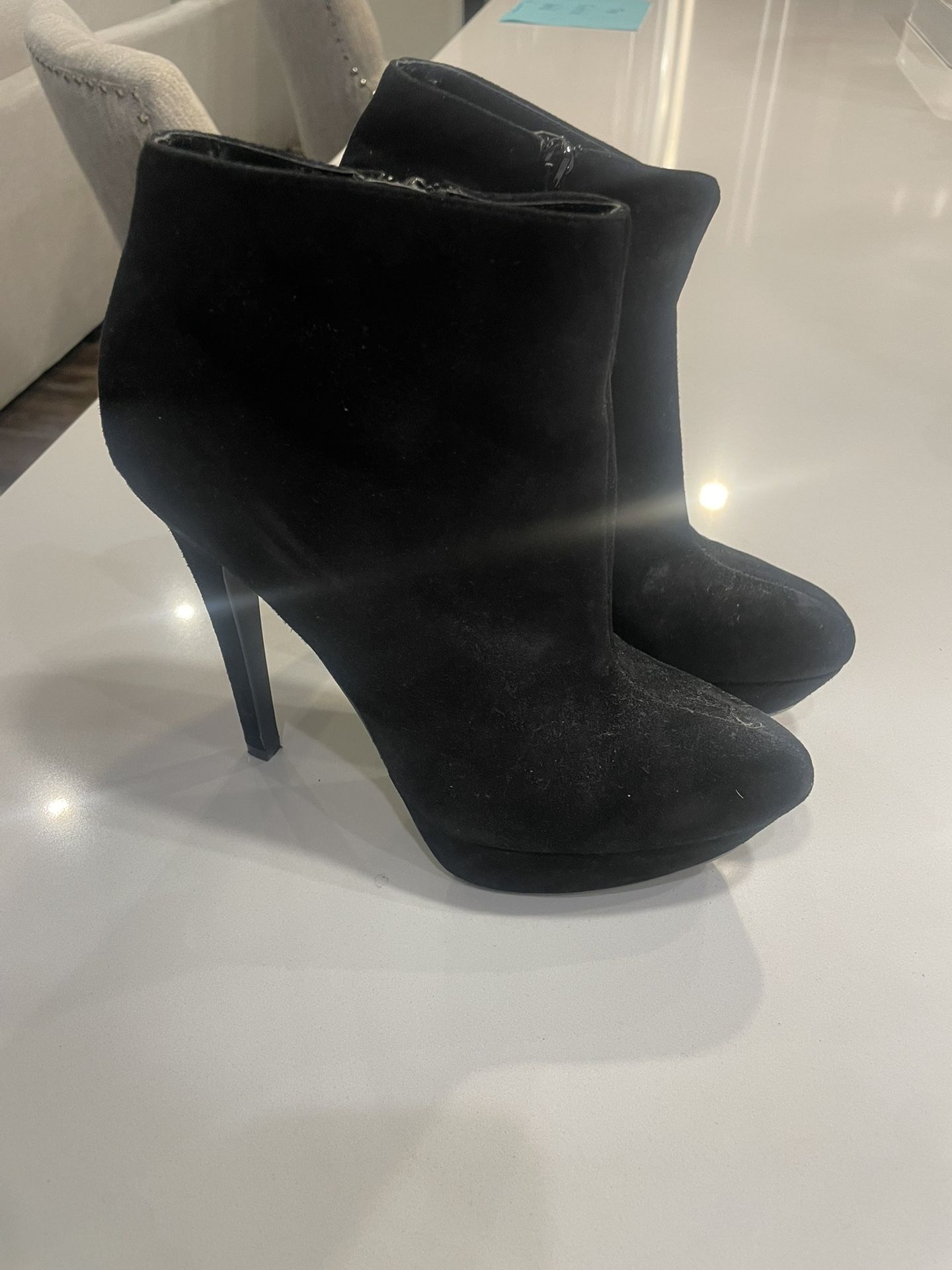 Steve Madden Women’s Sharry Black Leather Platform Heel Bootie, Size 6.5
